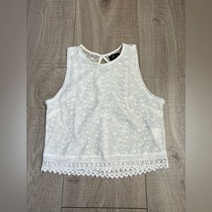 Reserved White Lace Detail Top Size Small